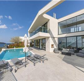 3 x 5 bedroom seafront villa with heated infinity pool near Rogoznica, sleeps 10